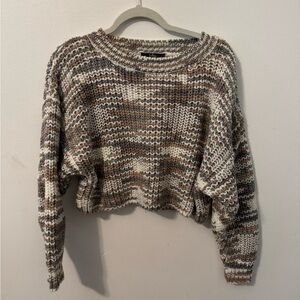 Lulu's Cream and Brown Knit Sweater